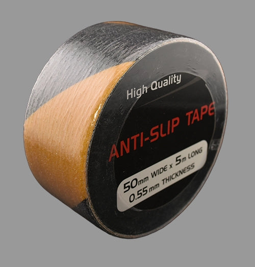 Anti-slip tape (black/yellow) standing on its side.
