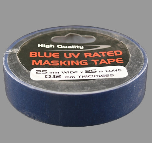 Blue UV resistant masking tape laying flat.