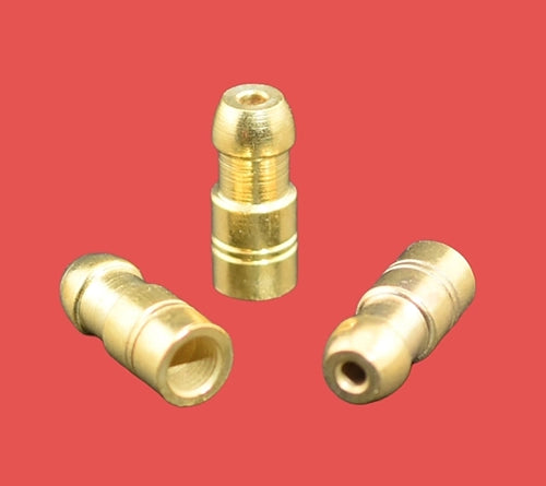 Brass bullet terminals, used in brass bullet connector assemblies.
