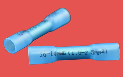 Blue heat shrink butt connectors – heat shrink crimp terminals for 1.5–2.5mm² wire connections