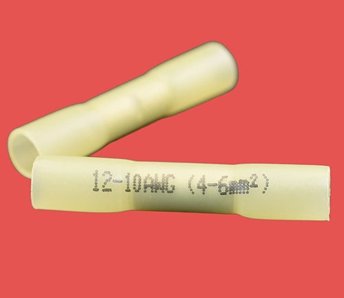 Yellow heat shrink butt connectors – insulated butt splice terminals for 4.0–6.0mm² cables