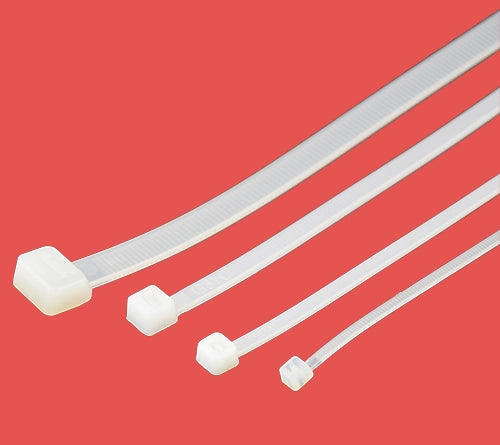 Natural cable ties angled to show head shape and strap thickness
