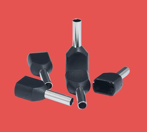 Black twin bootlace ferrule – 1.5mm² insulated cord end