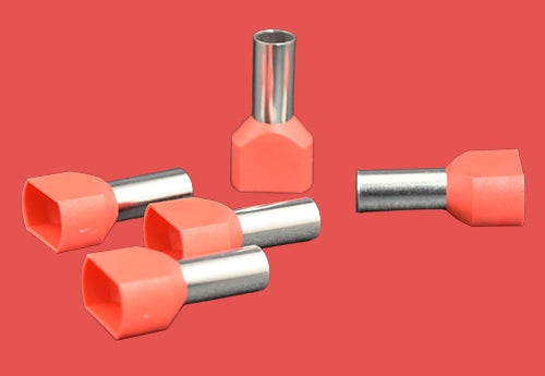 Red twin bootlace ferrule – 10.0mm² insulated cord end