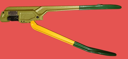 Heavy duty 95mm² copper tube crimping tool with green handles and yellow accents for high-capacity crimping tasks
