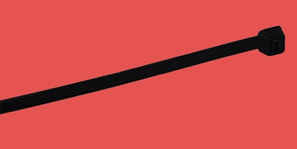 Single long black zip tie with self-locking head – close-up
