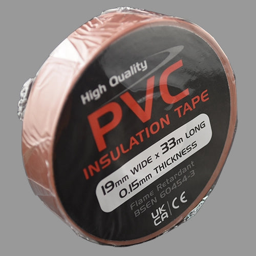 Brown PVC insulation tape – isolated single roll.
