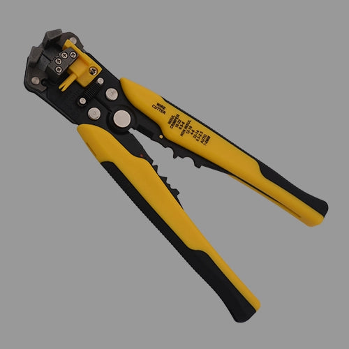 Cable strippers with yellow ABS handle – self-adjusting, with steel alloy jaws for crimping, stripping and cutting wires
