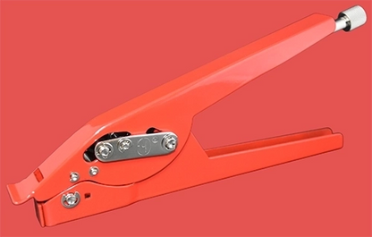 Professional heavy-duty cable tie tensioning tool for nylon cable ties, built with a carbon steel cutter and robust aluminum housing.