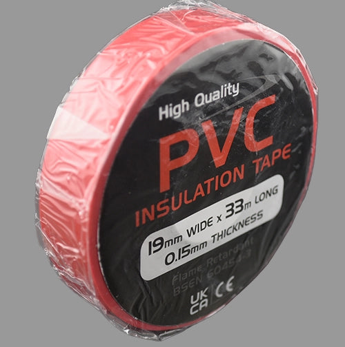 Red PVC insulation tape – angled view.