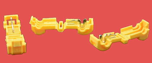 Yellow heat shrink T-tap connectors for 4.0–6.0mm² wire sizes.