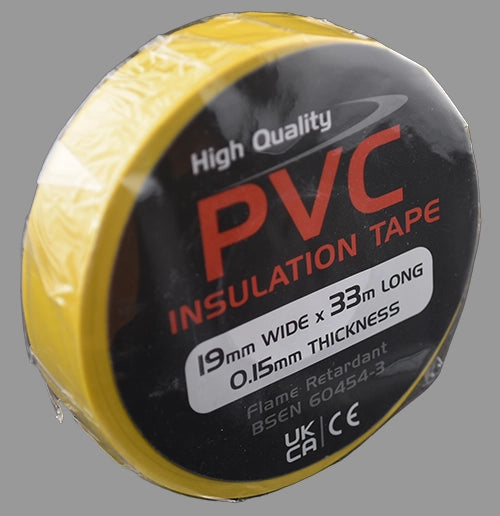 Yellow PVC insulation tape – compact roll view.