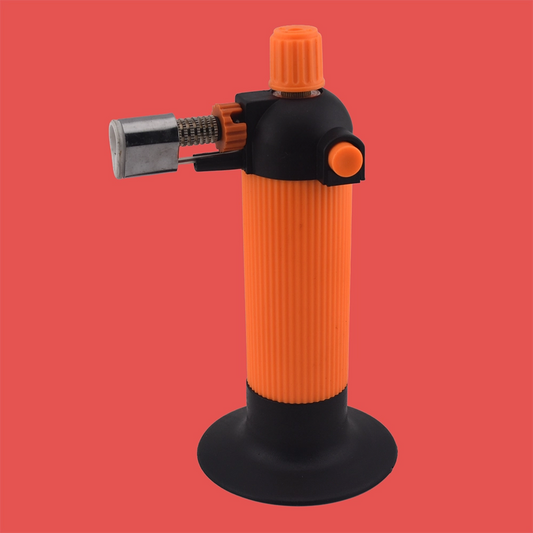 side view of an orange and black butane torch for heat shrink