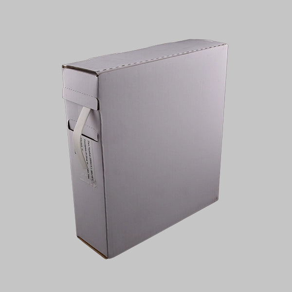 This is a box of white heat shrink in a mini reel. This is 2:1 heat shrink tubing used for colour coding and identifying cables. While heat shrink if often used outdoors where its light colour reflects more UV radiation making it slower to deteriorate over time. 