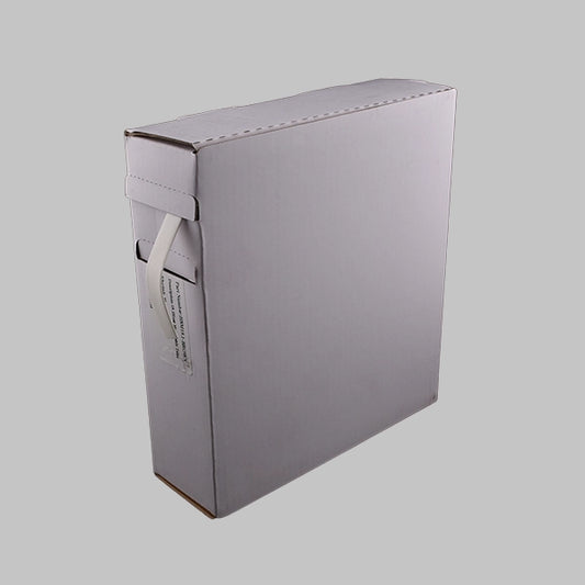 This is a box of white heat shrink in a mini reel. This is 2:1 heat shrink tubing used for colour coding and identifying cables. While heat shrink if often used outdoors where its light colour reflects more UV radiation making it slower to deteriorate over time. 