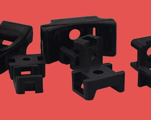 Group of black cable tie eyelets showing screw-mount heads for secure fastening
